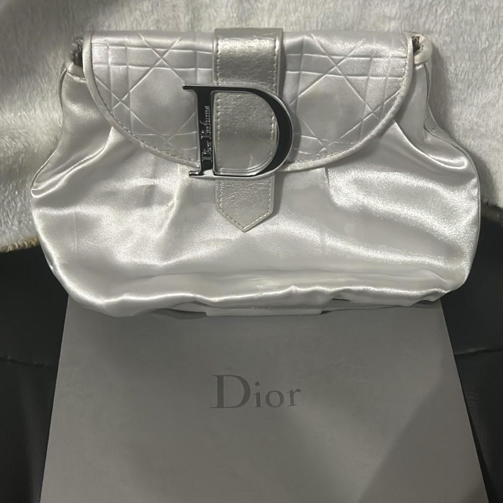 Dior Parfums Silver Satin Mini Pouch